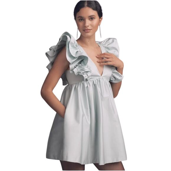 Hutch V-Neck Ruffle-Sleeve Mini Dress Size Medium NWT - Picture 1 of 4